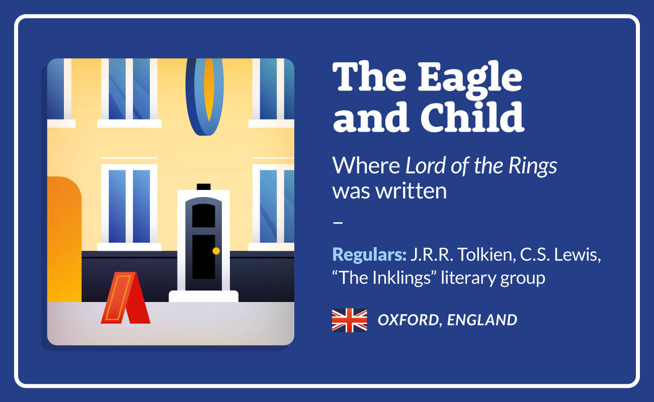The Eagle and Child literary cafe illustration